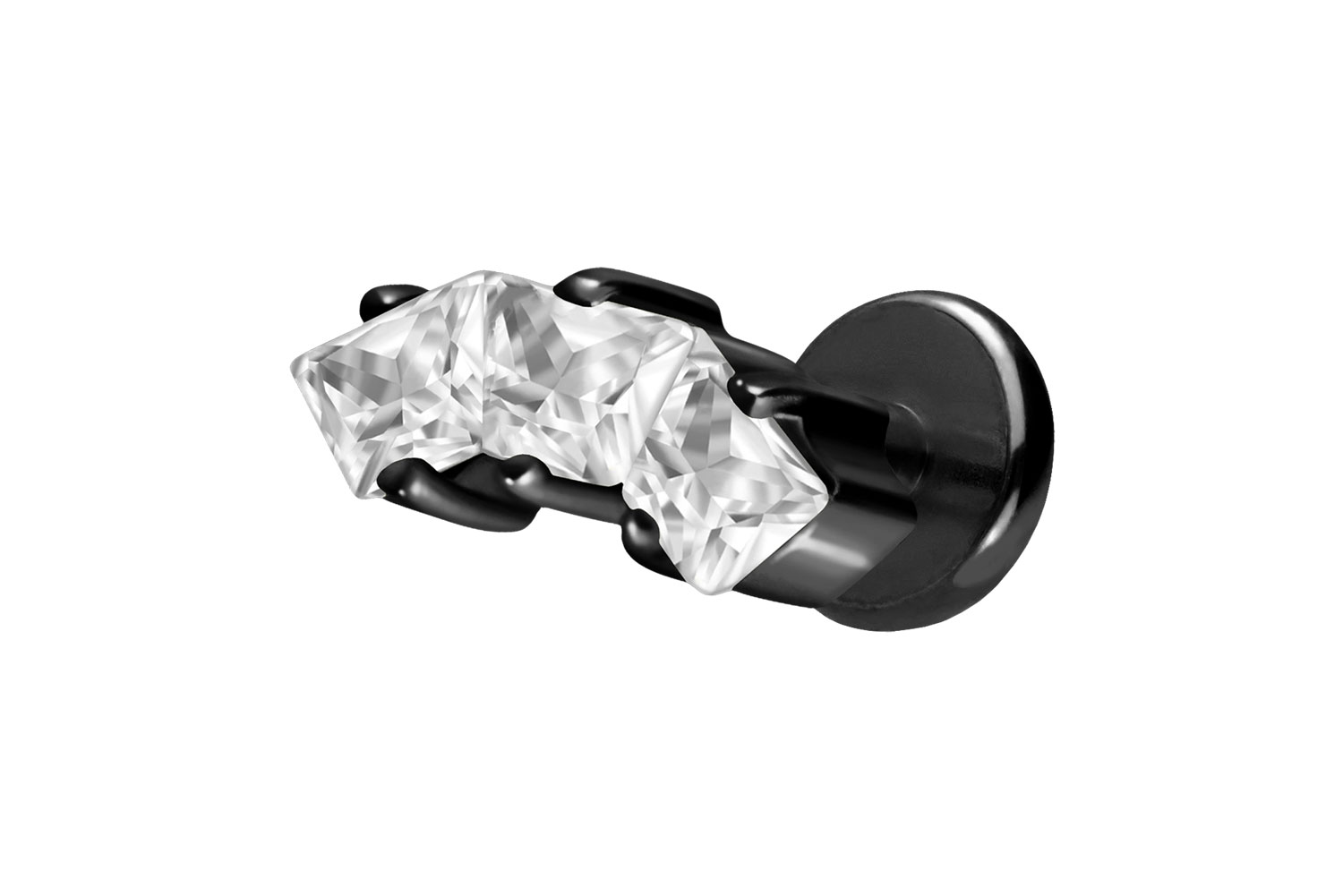 Titan Labret Piercing mit Push Fit EINGEFASSTE KRISTALLTRAPEZE